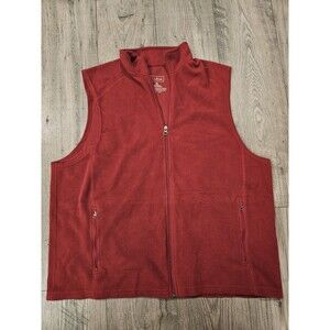 L.L.Bean Full Zipper Pocket Fleece Vest Men’s XL Red Outdoor Hiking Casual
